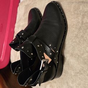 Halogen Hailey Black Studded Ankle Boots